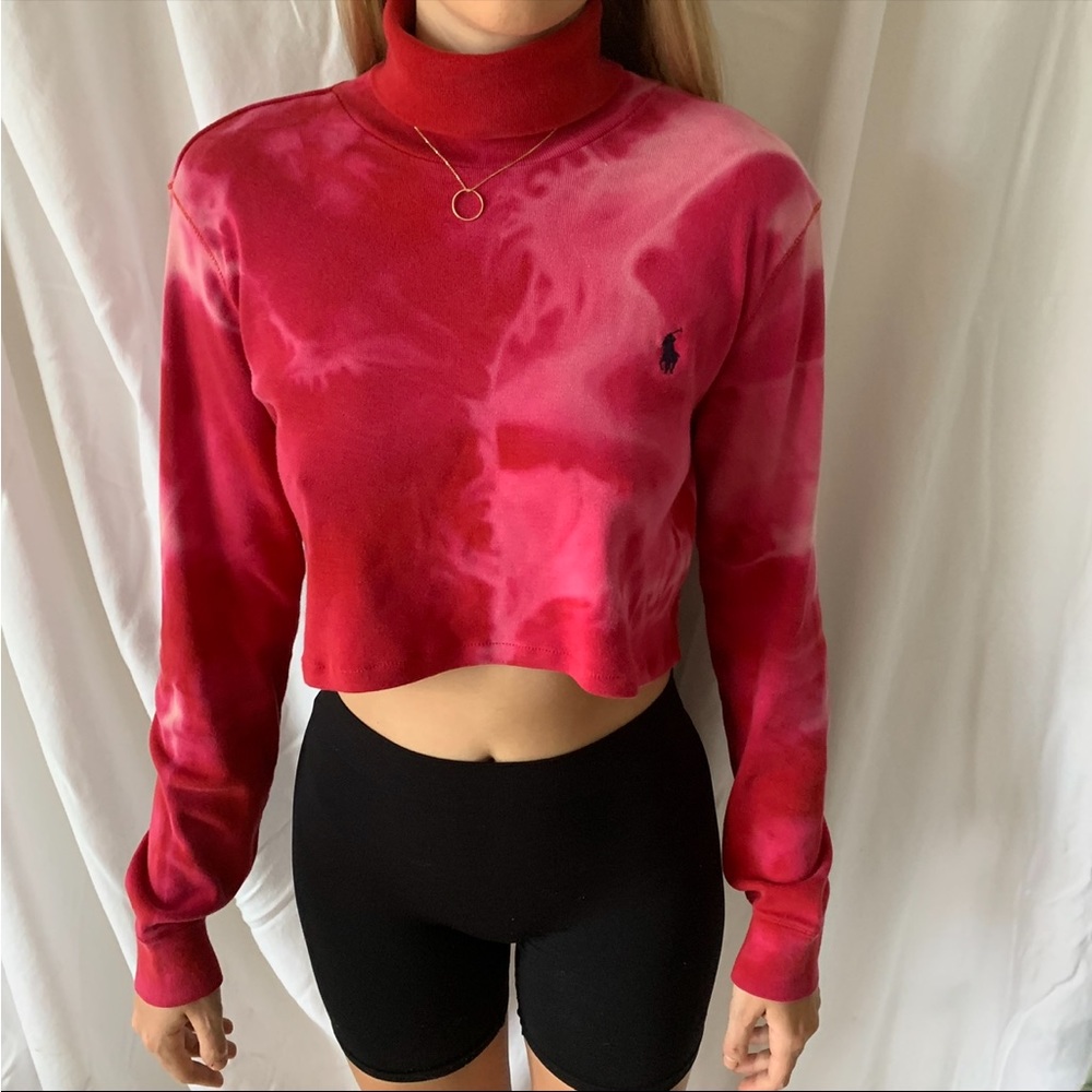 Polo Ralph Lauren (Small) tie-dye hemmed cropped turtleneck sweater